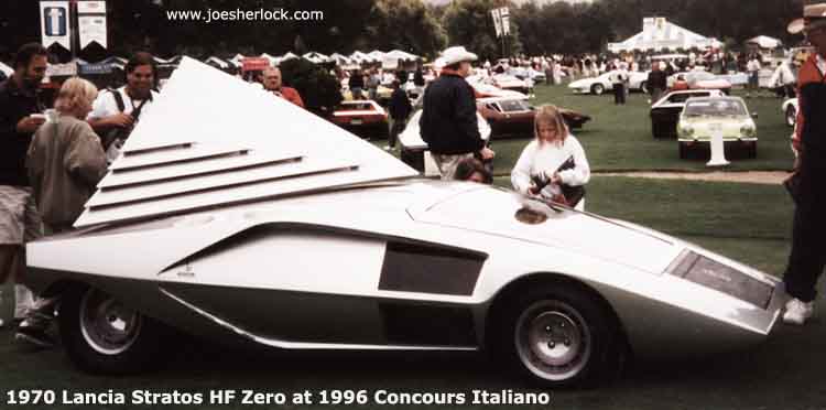 I saw the very wedgy 1970 Lancia Stratos HF Zero in person at the 1996